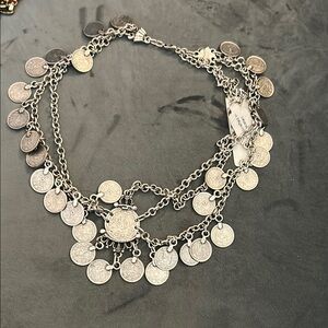 Silver Coin Charm Necklace